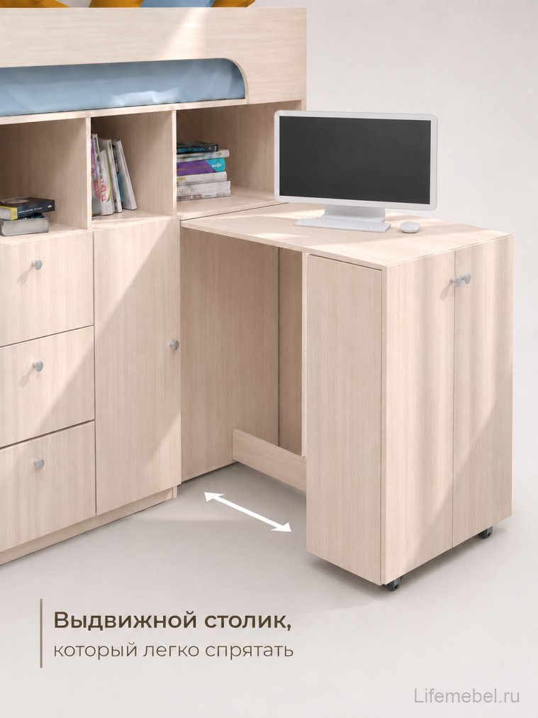 Кровать-чердак Астра 11 дуб сонома / оранжевый
