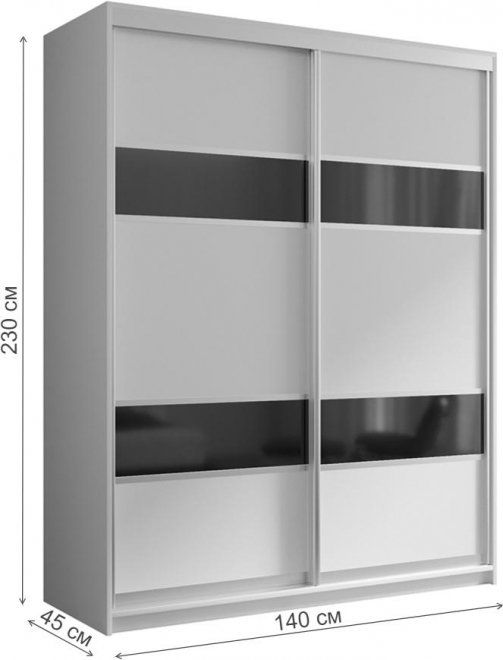 Шкаф-купе Кааппи 7 140х45 белый бриллиант