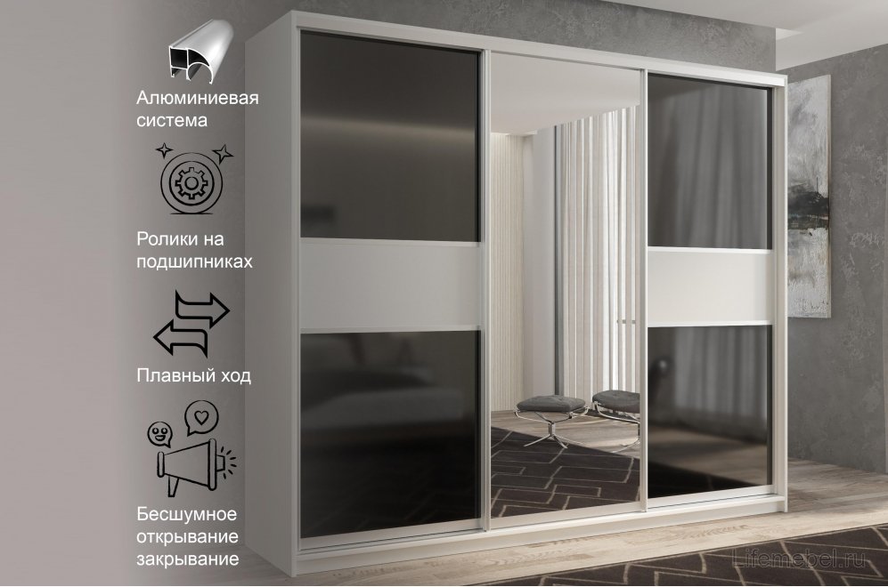 Шкаф-купе Кааппи 9 210х45 белый бриллиант