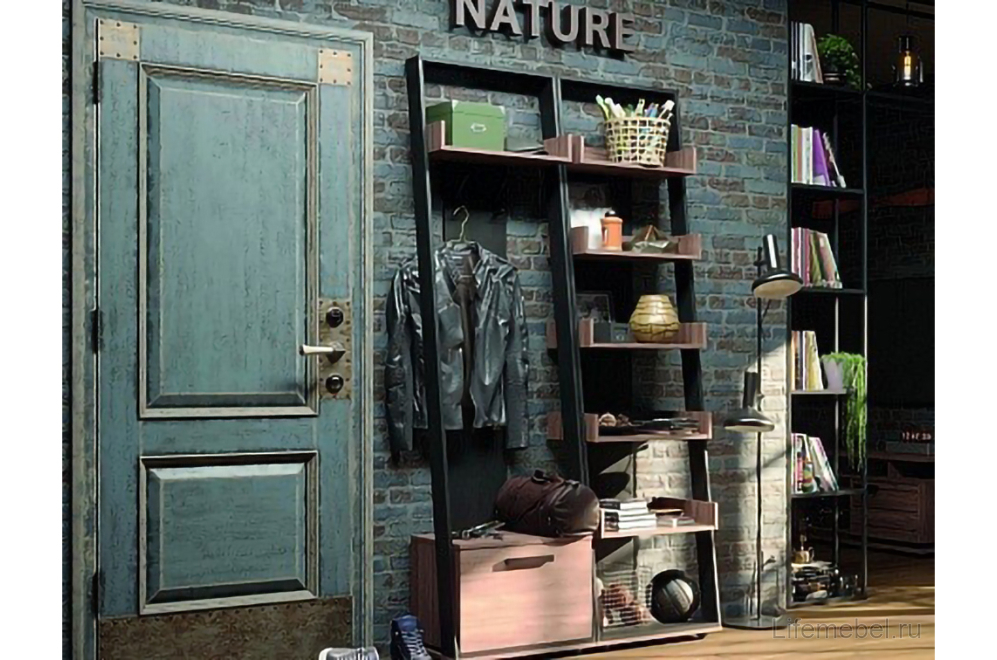 Стеллаж Nature 95 дуб табачный craft / черный