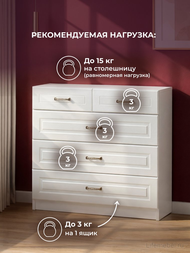 Комод Ливерпуль 10.103.01 белый / ясень ваниль