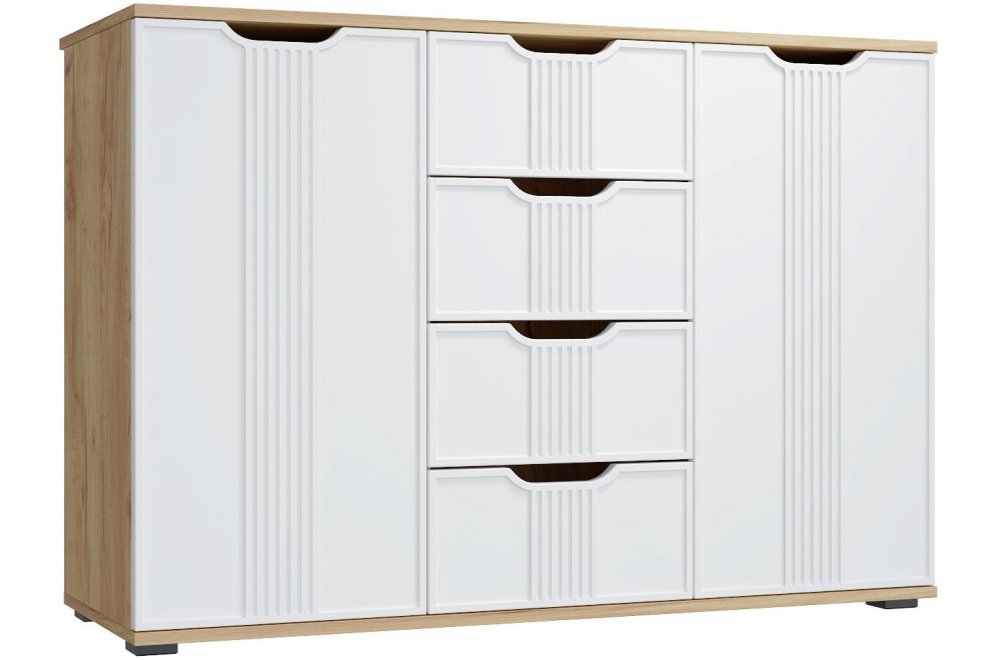 Комод Эмилия ЭЛ-21 дуб крафт золотой / меренга