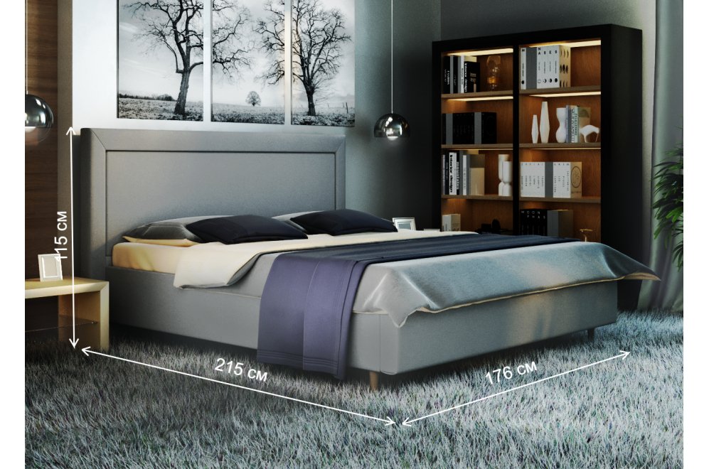 Полутораспальная кровать Афродита-8-3 140x200 с ПМ велюр bingo grey