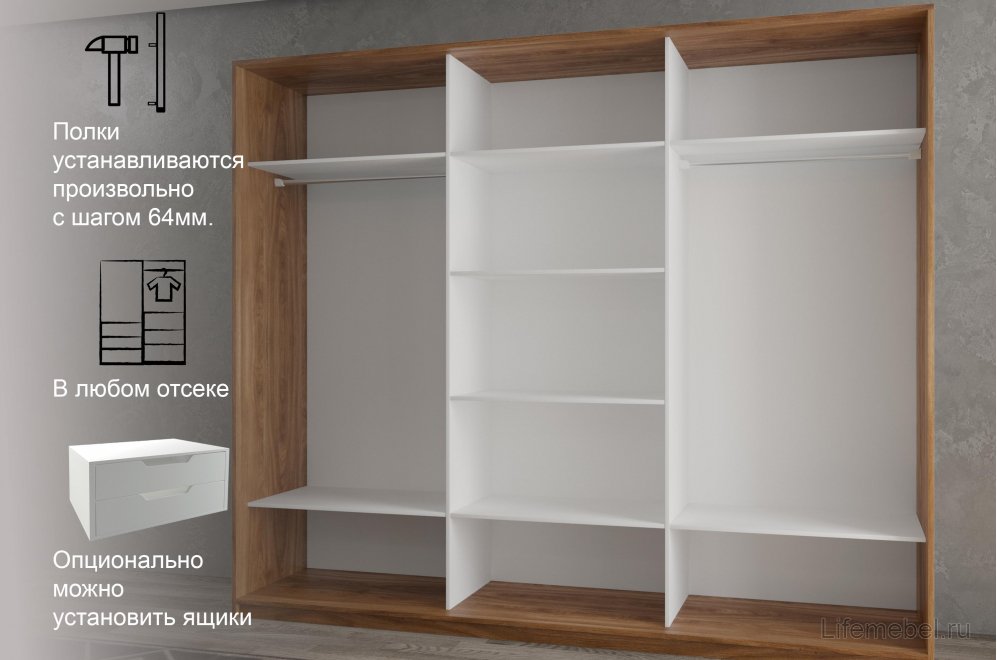 Шкаф-купе Кааппи 14 Кастелло бренди 210х60
