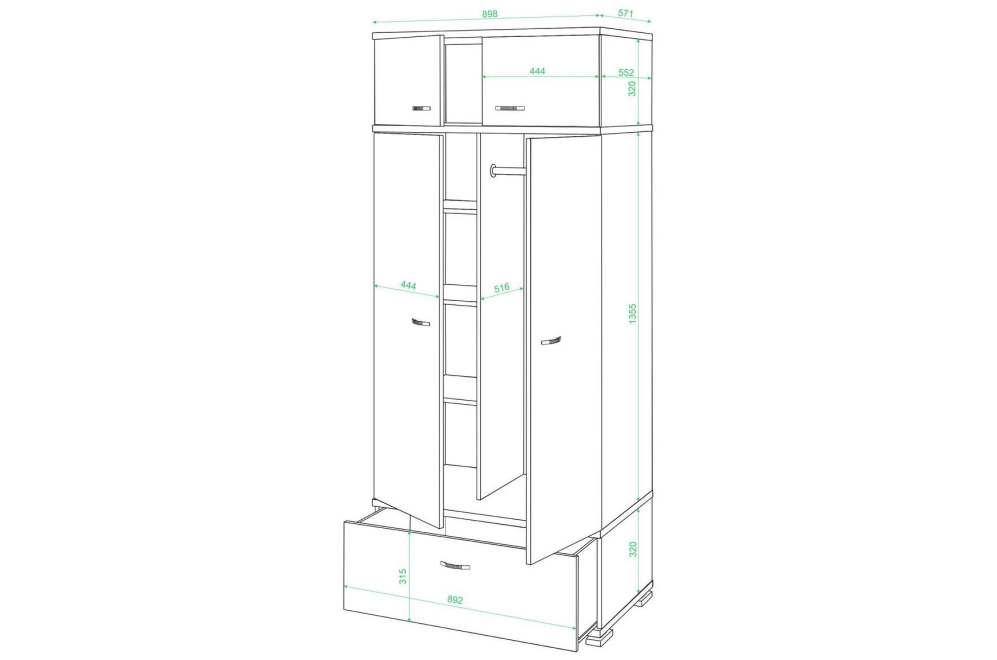 Шкаф Миранта-20 венге / карамель