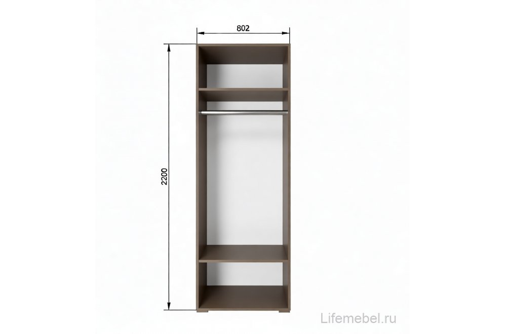 Шкаф Фиеста 2 створки 802х2200х500 глиняный серый / латте МДФ ЛДСП