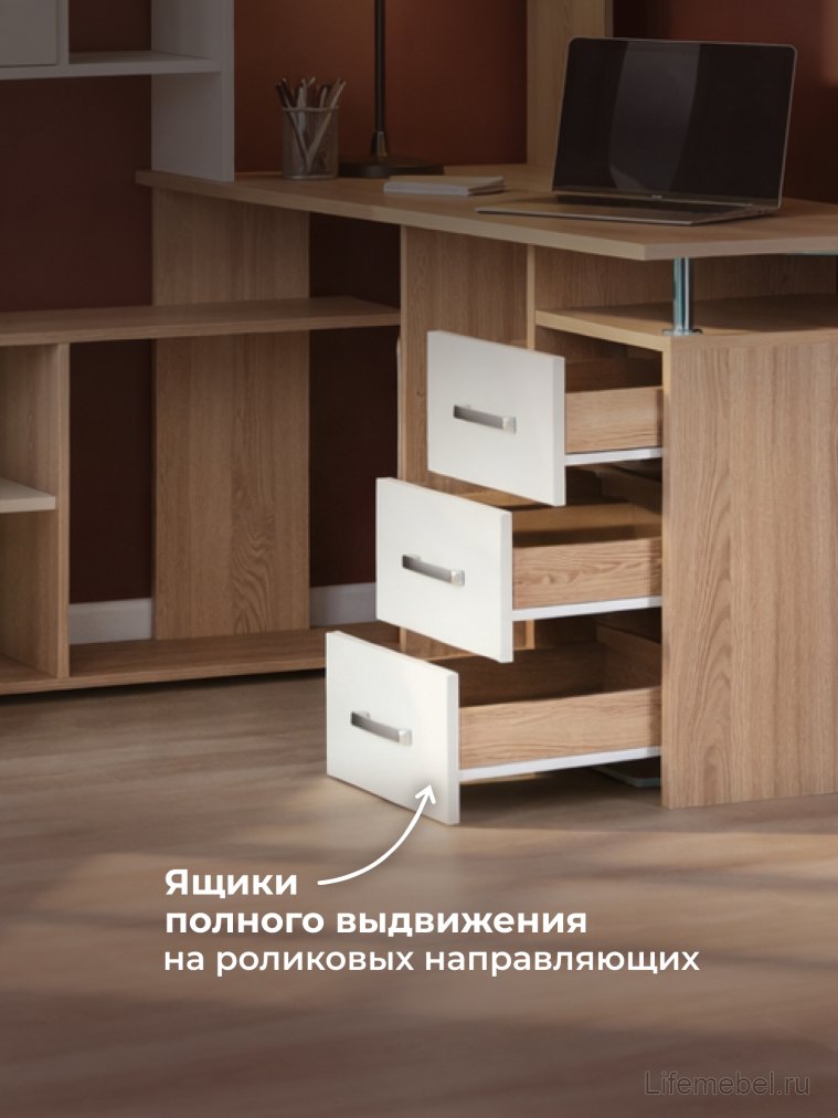 Компьютерный стол КС15 левый дуб сонома