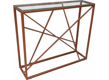 Консольный столик Akur Loft Paterson 1200 белый / прозрачное стекло медь / прозрачное стекло