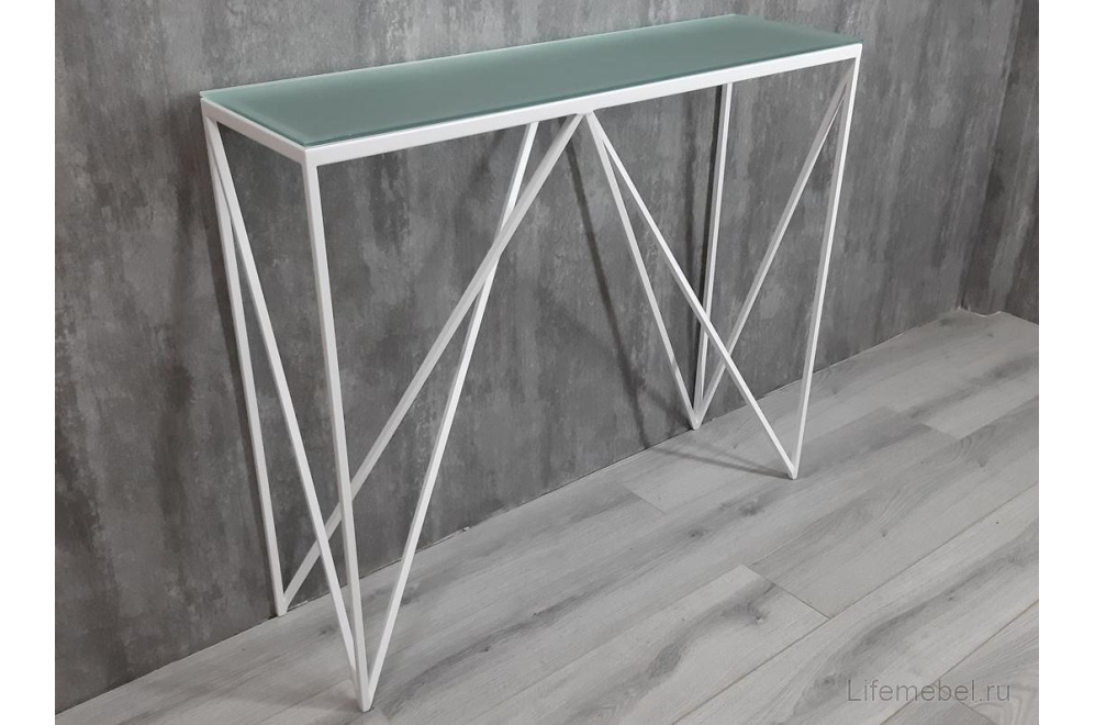 Консольный стол Akur Loft Cary белый / матовое стекло