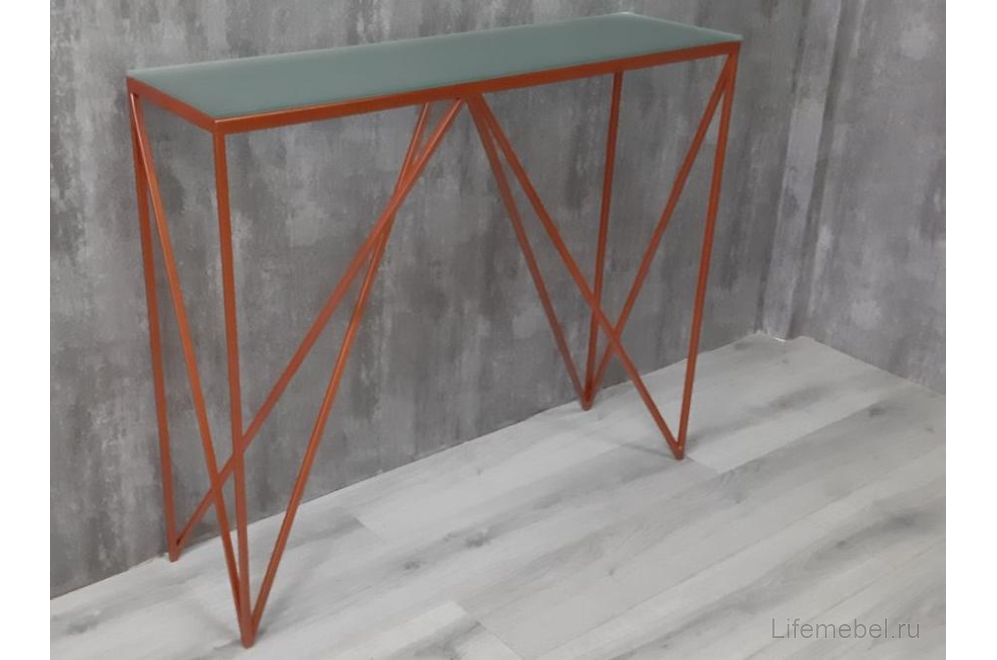 Консольный стол Akur Loft Cary медь / матовое стекло