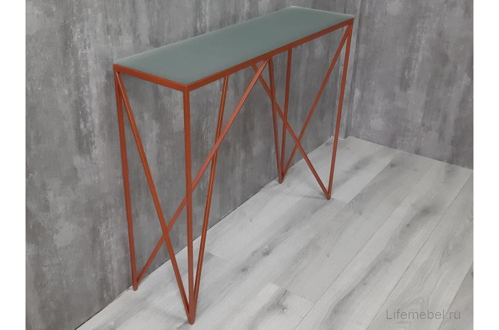 Консольный стол Akur Loft Cary медь / матовое стекло