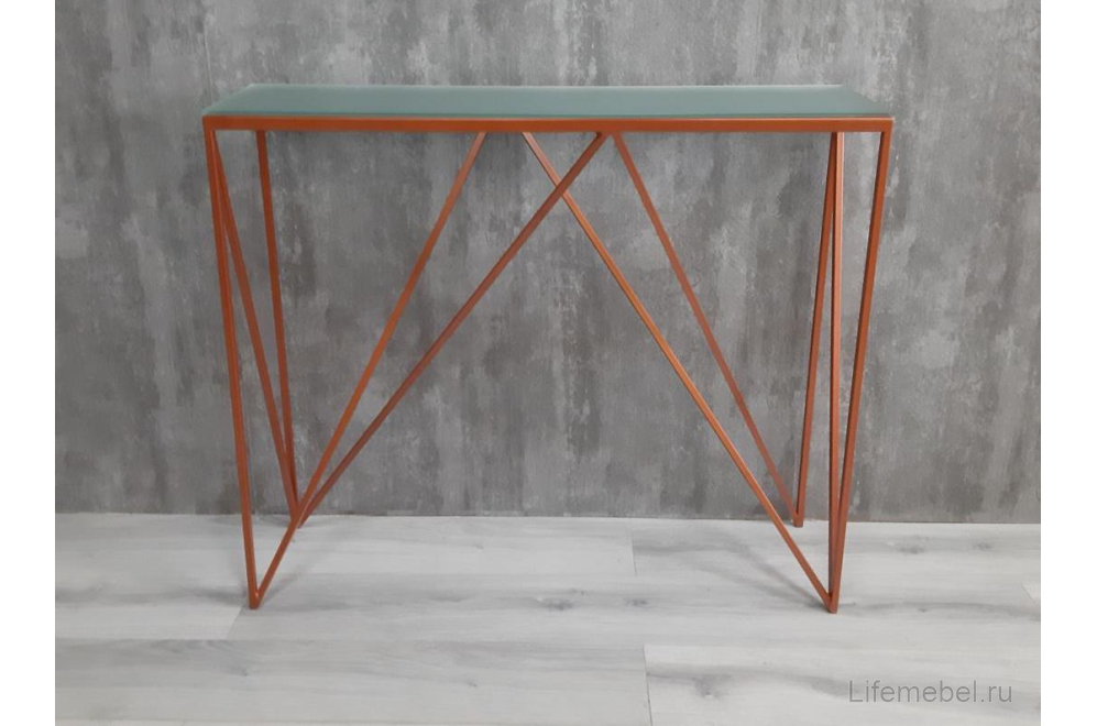 Консольный стол Akur Loft Cary медь / матовое стекло