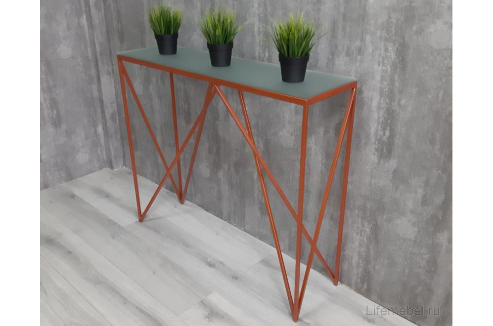 Консольный стол Akur Loft Cary медь / матовое стекло