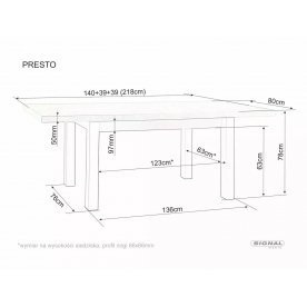 Деревянный стол Presto 140-218/80