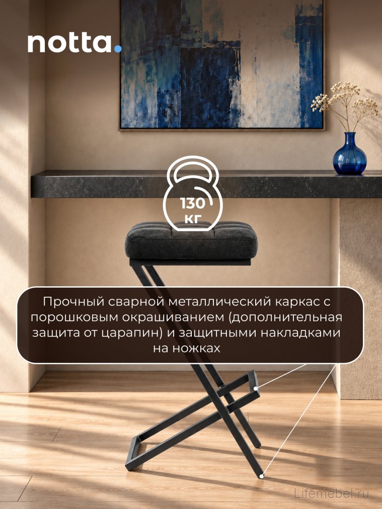 Полубарный стул Амаури катания блэк / черный матовый