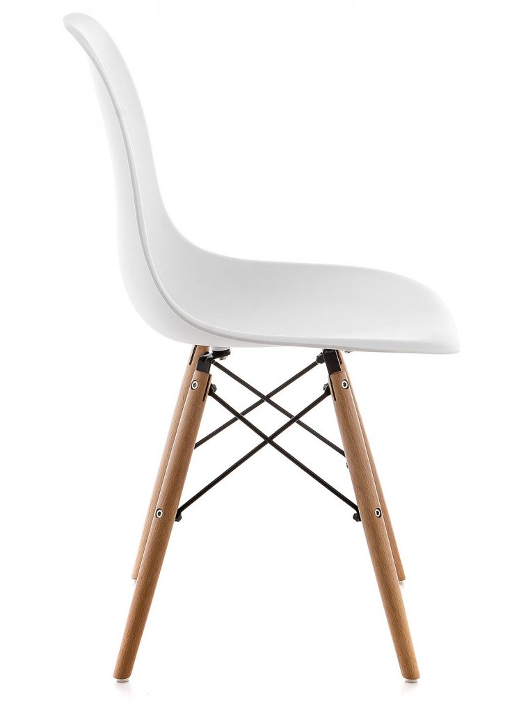 Стул Eames PC-015 WL white / wooden legs
