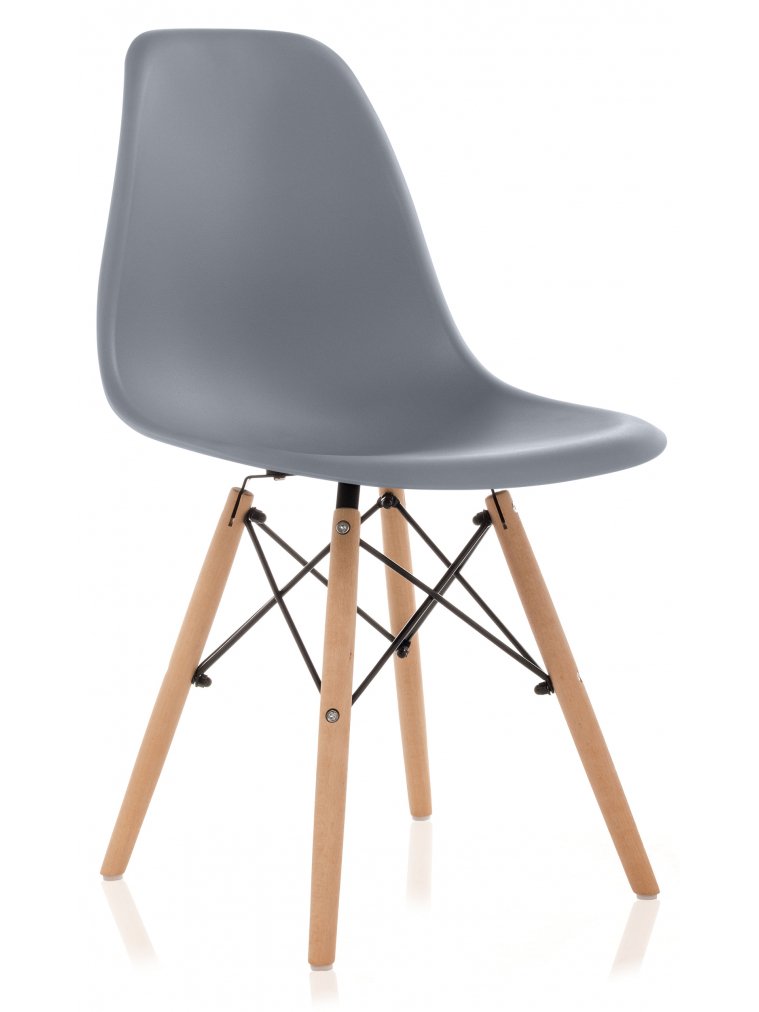 Пластиковый стул Eames PC-015 серо-голубой / дерево