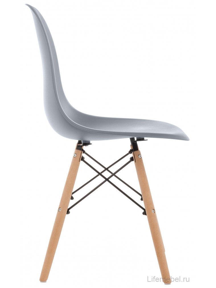 Пластиковый стул Eames PC-015 серо-голубой / дерево