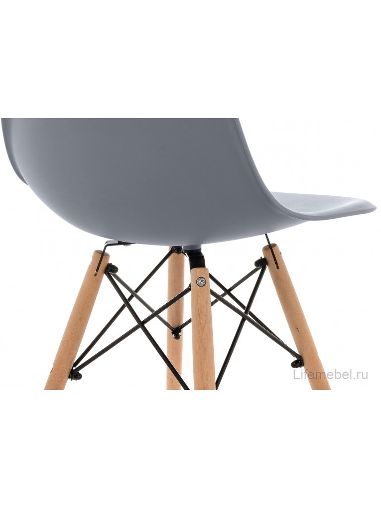 Пластиковый стул Eames PC-015 серо-голубой / дерево