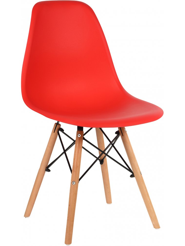 Пластиковый стул Eames DSW DC111 красный / бук