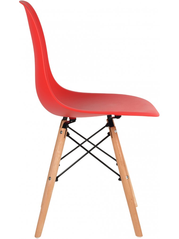 Пластиковый стул Eames DSW DC111 красный / бук
