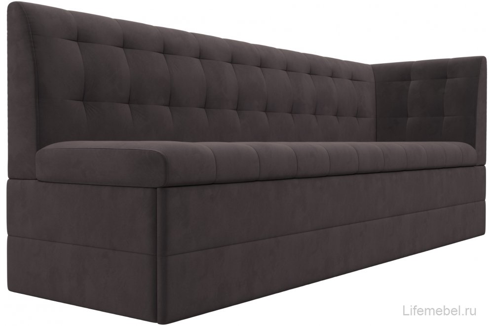 Кухонный диван Гарнет правый коричневый велюр