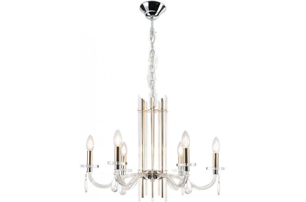 Люстра AURELIO SP6 GOLD+CHROME/TRANSPARENT