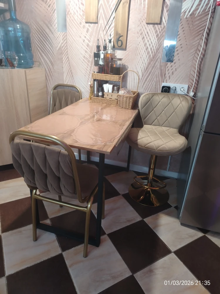 Барный стул Porch dark beige / chrome фото покупателя 26