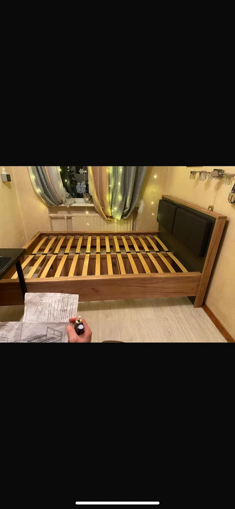 Полутораспальная кровать Клауд 140х200 парящая дуб крафт золотой / антрацит фото покупателя 51