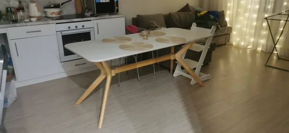 Стол Unika 180x80 белый спеченный камень / светлое дерево фото покупателя 13