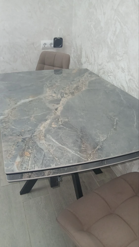 Керамический стол Катчел 120(180)x80 calacatta gold / черный фото покупателя 4