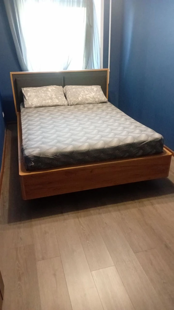 Полутораспальная кровать Клауд 140х200 парящая дуб крафт золотой / антрацит фото покупателя 31