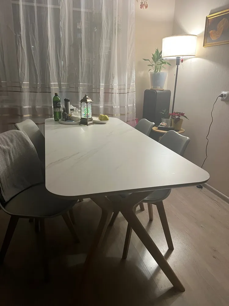 Стол Unika 180x80 белый спеченный камень / светлое дерево фото покупателя 18