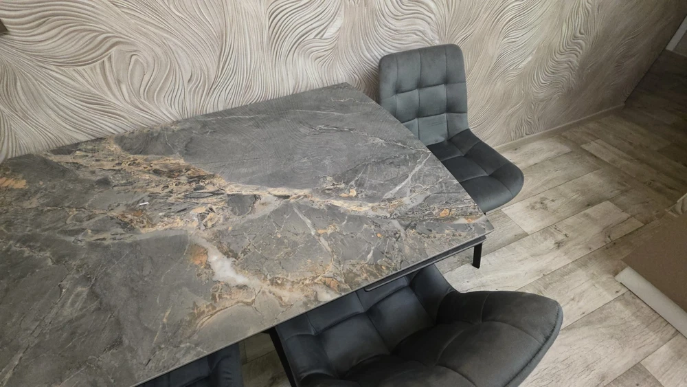 Керамический стол Катчел 120(180)x80 calacatta gold / черный фото покупателя 2