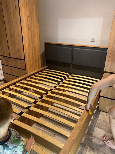 Полутораспальная кровать Клауд 140х200 парящая дуб крафт золотой / антрацит фото покупателя 380