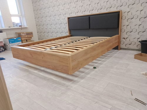 Полутораспальная кровать Клауд 140х200 парящая дуб крафт золотой / антрацит фото покупателя 404