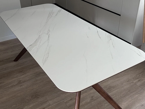 Стол Unika 180x80 белый спеченный камень / светлое дерево фото покупателя 2
