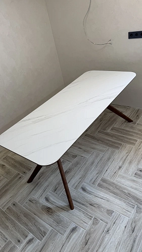 Стол Unika 180x80 белый спеченный камень / светлое дерево фото покупателя 4