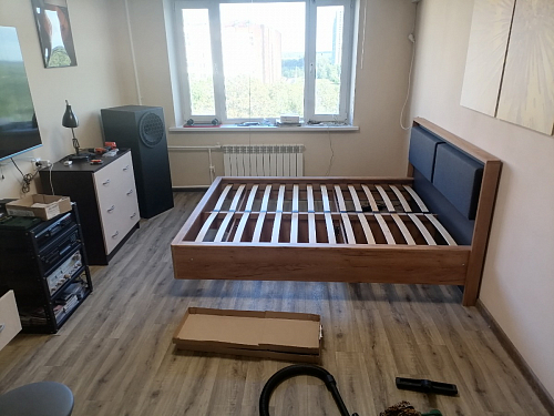 Полутораспальная кровать Клауд 140х200 парящая дуб крафт золотой / антрацит фото покупателя 378