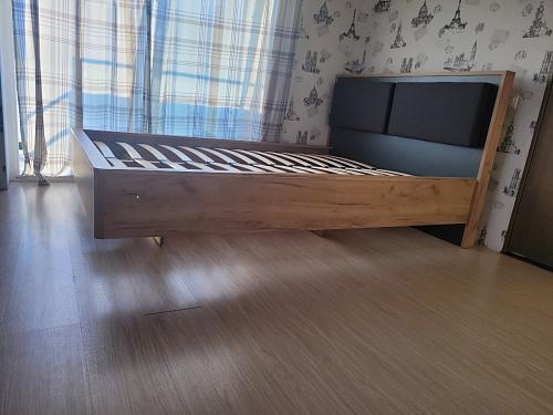Полутораспальная кровать Клауд 140х200 парящая дуб крафт золотой / антрацит фото покупателя 661