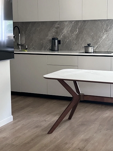 Стол Unika 180x80 белый спеченный камень / светлое дерево фото покупателя 1