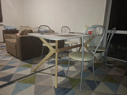 Стол Unika 180x80 белый спеченный камень / светлое дерево фото покупателя 10