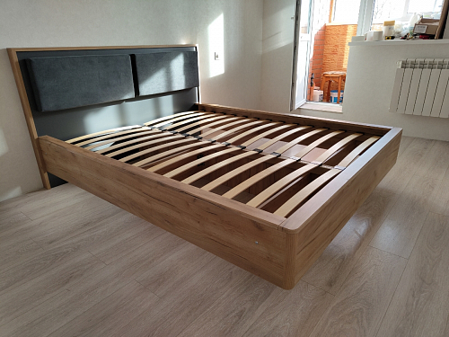 Полутораспальная кровать Клауд 140х200 парящая дуб крафт золотой / антрацит фото покупателя 704