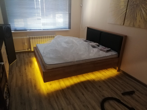 Полутораспальная кровать Клауд 140х200 парящая дуб крафт золотой / антрацит фото покупателя 377