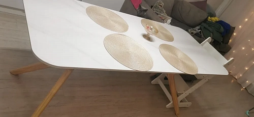 Стол Unika 180x80 белый спеченный камень / светлое дерево фото покупателя 12