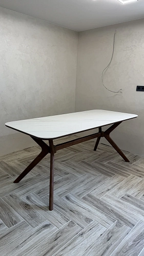 Стол Unika 180x80 белый спеченный камень / светлое дерево фото покупателя 5